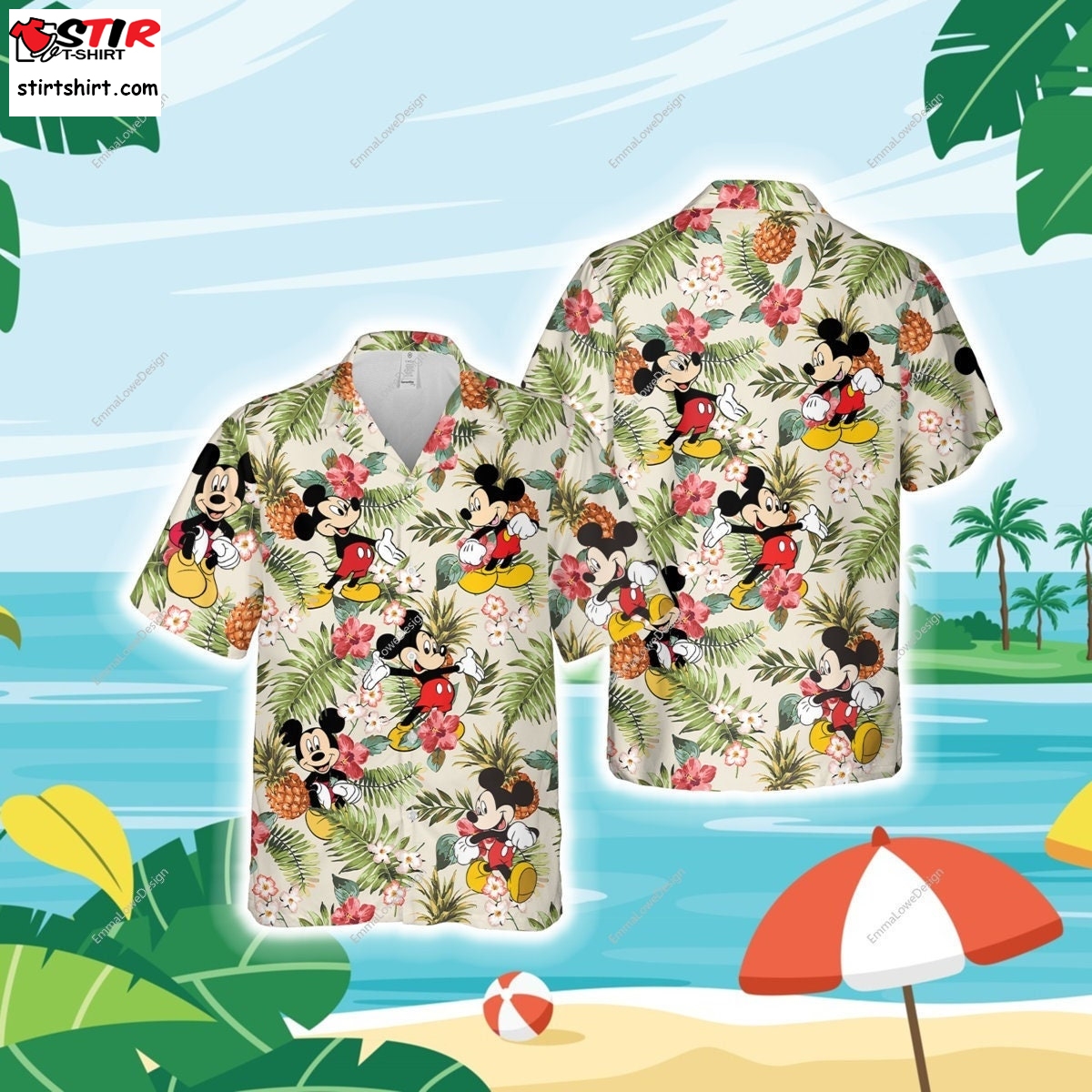 Mickey Mouse Hawaiian Shirt Summer Button Up, Mickey Mouse Pineapple Fruit Tropical Hawaiian Shirt, Disney Summer Trip Family Hawaiian Shirt