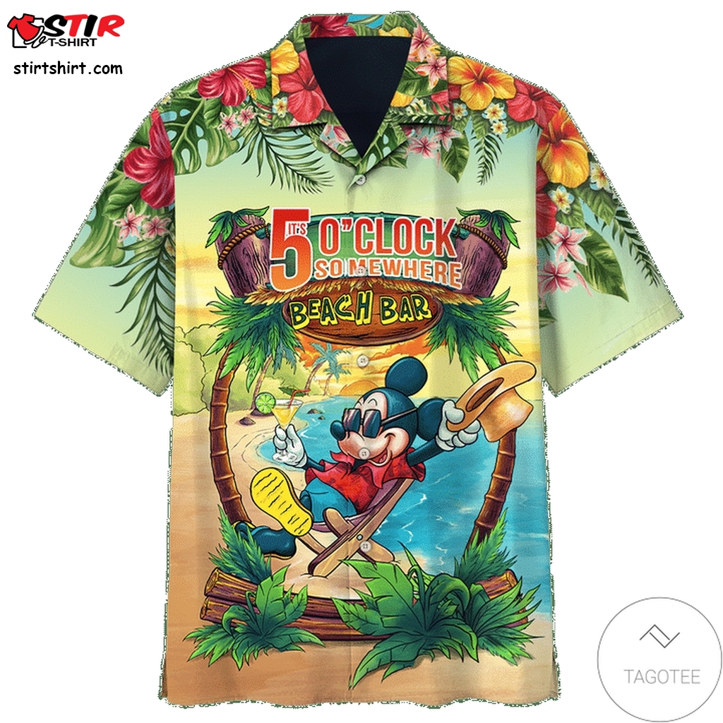 Mickey Mouse Its 5 Oclock Somewhere Hawaiian Shirt  Stitch In 