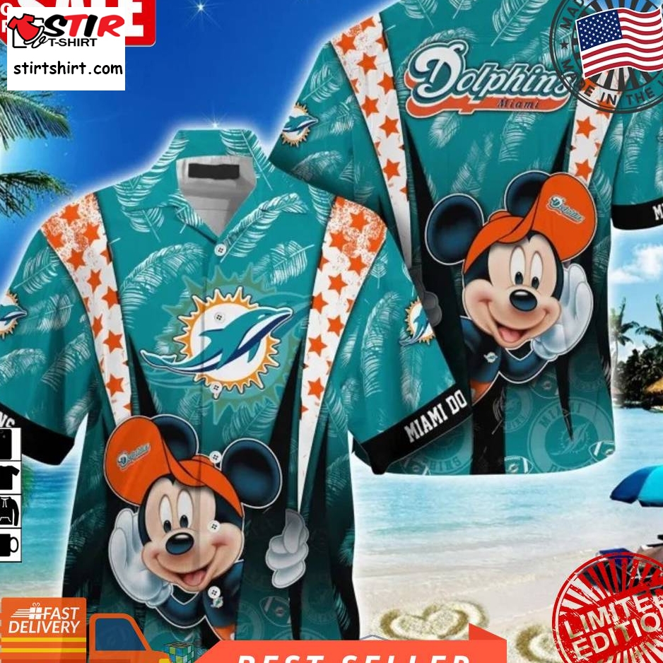 Mickey Mouse Nfl Miami Dolphins Hat Tropical Hawaiian Shirt  Saleoff