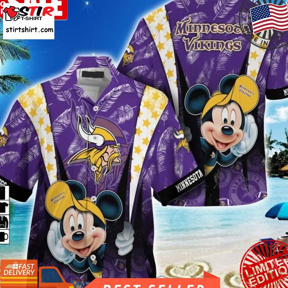 Mickey Mouse Nfl Minnesota Vikings Hat Tropical Hawaiian Shirt  Saleoff