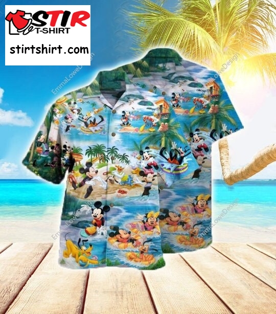 Mickey Mouse Summer Hawaiian Shirt Shorts, Disney Summer Short Sleeve Button Hawaiian Shirt Beach Shorts, Aloha Hawaiian Shirt, Mickey Shirt  Mickey Mouse 