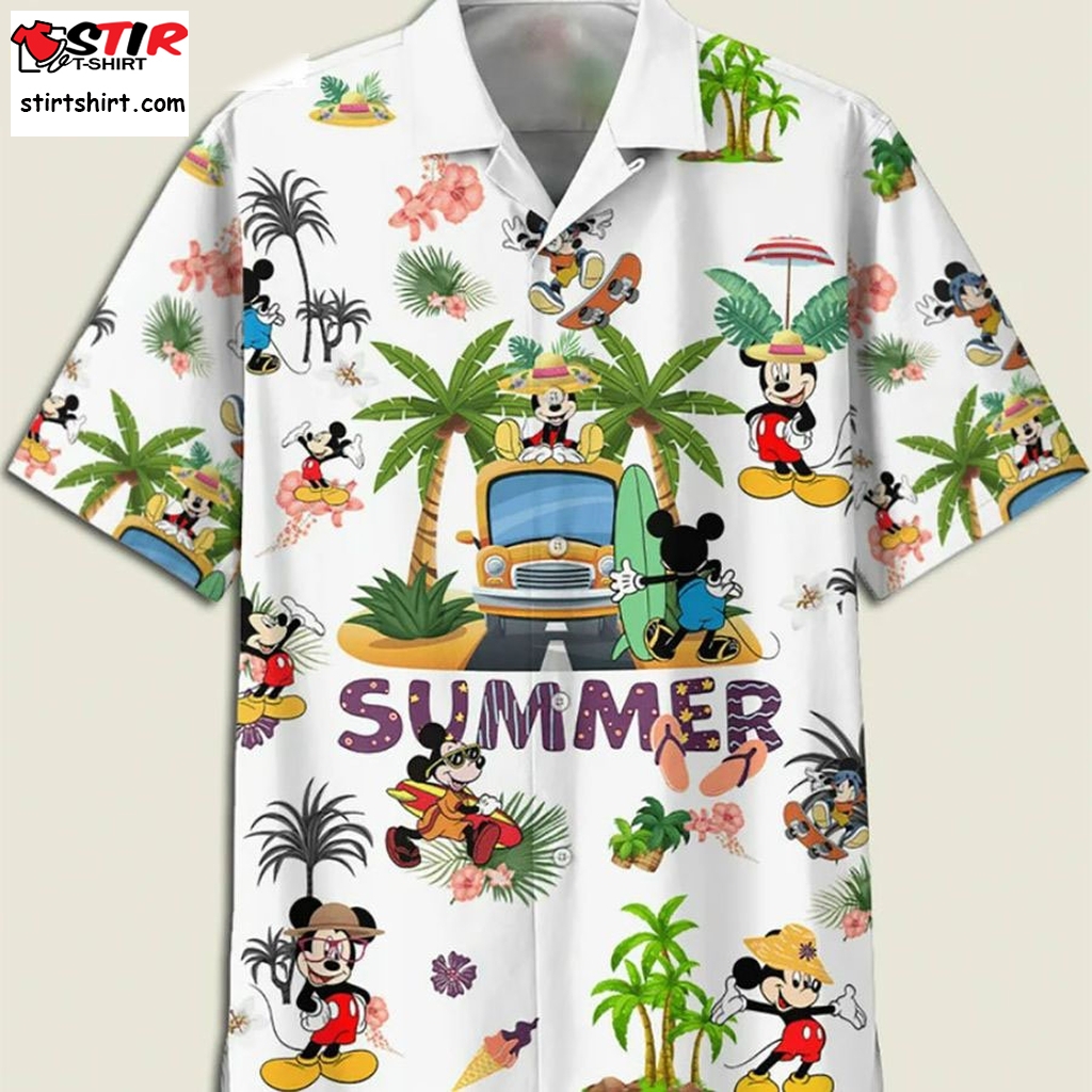 Mickey Mouse Summertime Hawaiian Shirt, Mickey Mouse Hawaiian Aloha Shirt For Family  Family 