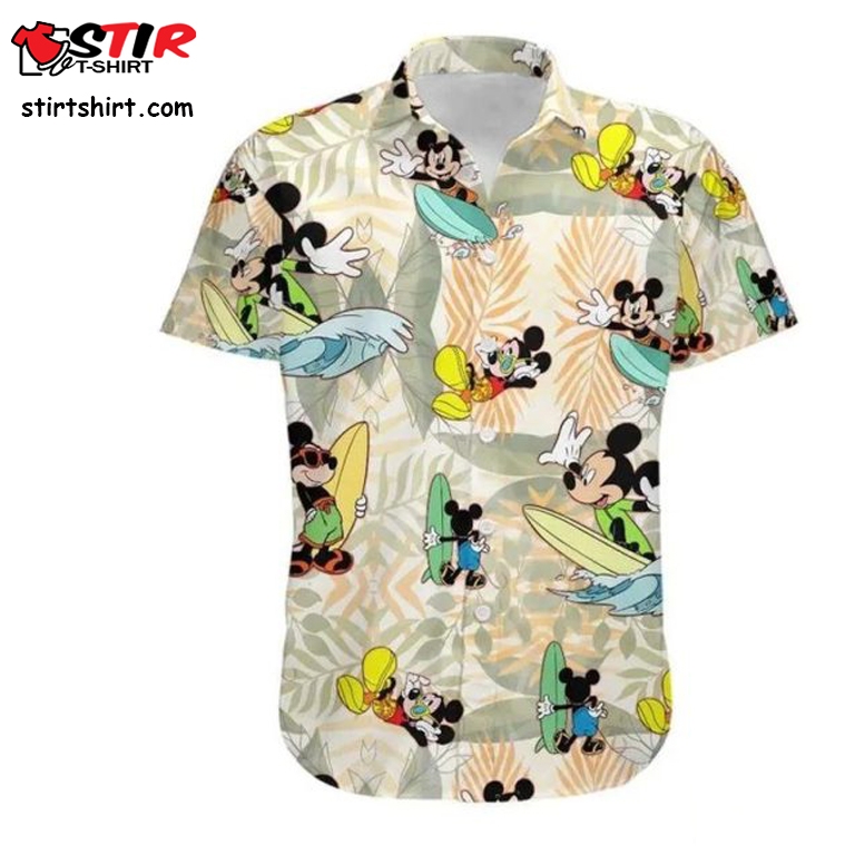 Mickey Mouse Surfing Disney Cartoon Graphics Hawaiian Shirt & Beach Shorts  Mickey Mouse 