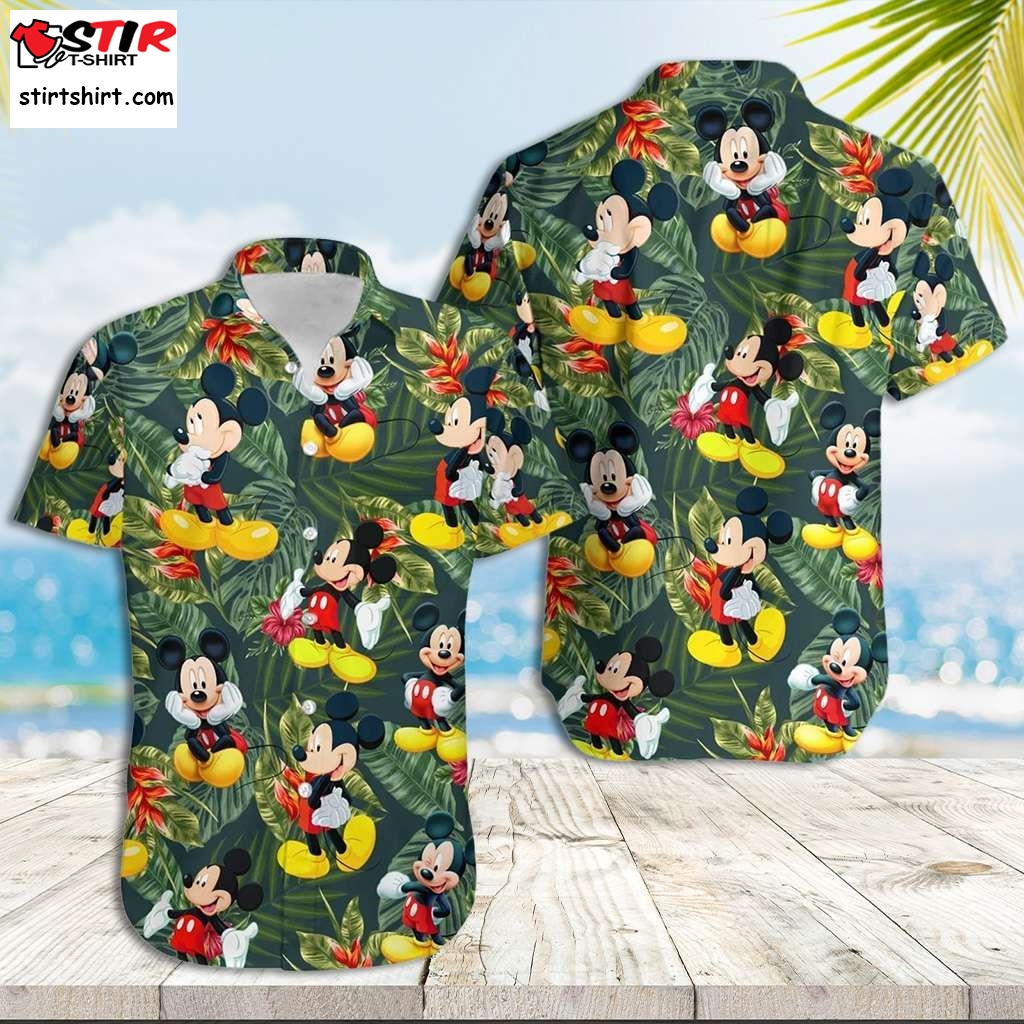 Mickey Mouse Tropical Leaves Hawaiian Shirt  Mickey Mouse 