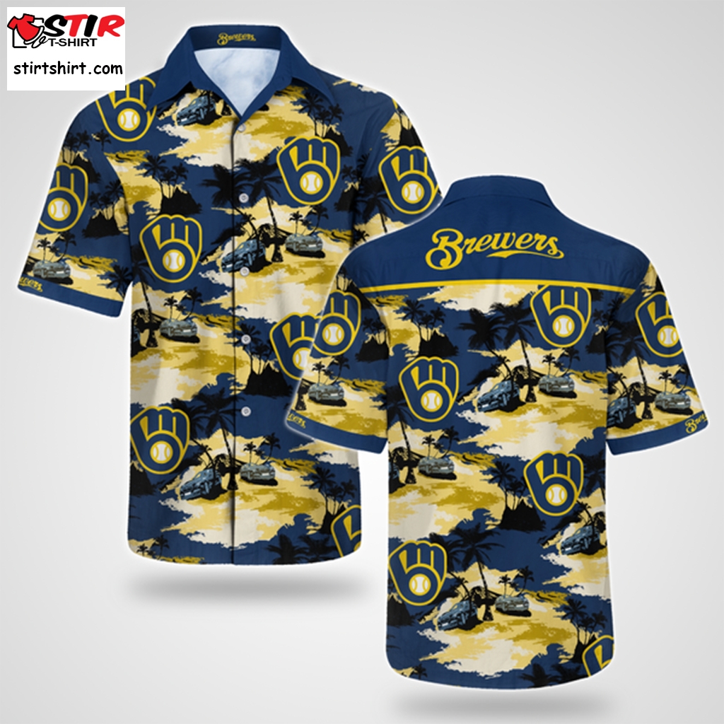 Milwaukee Brewers Short Sleeve Button Up Tropical Aloha Hawaiian Shirts For  Men Women - StirTshirt