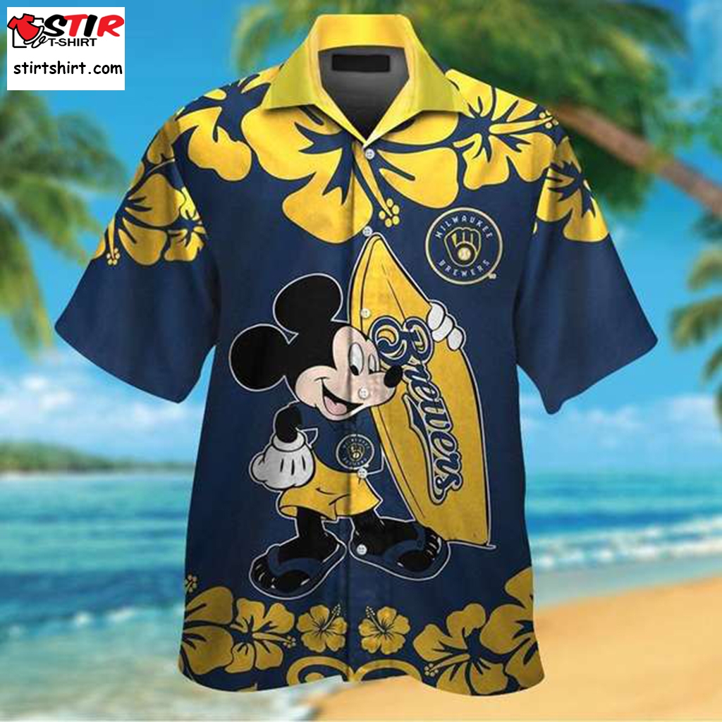 Milwaukee Brewers Mickey Mouse Short Sleeve Button Up Tropical Aloha  Hawaiian Shirts - StirTshirt