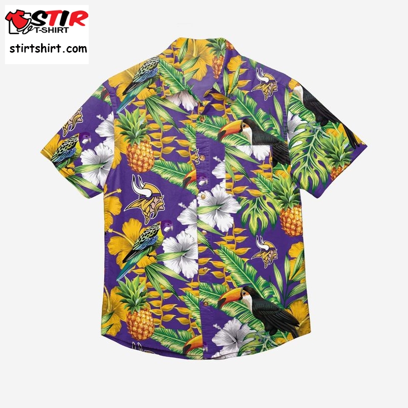 Minnesota Vikings Floral Button Up Hawaiian Shirt  Ukulele 