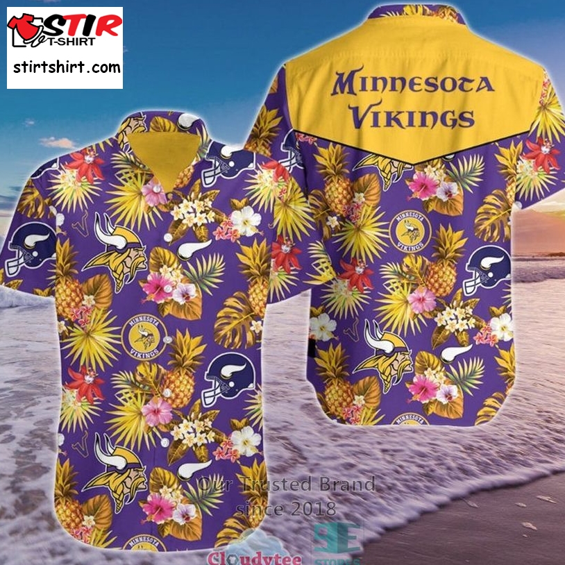 Minnesota Vikings Hibiscus Flower Pineapple Hawaiian Shirt    Minnesota Vikings 