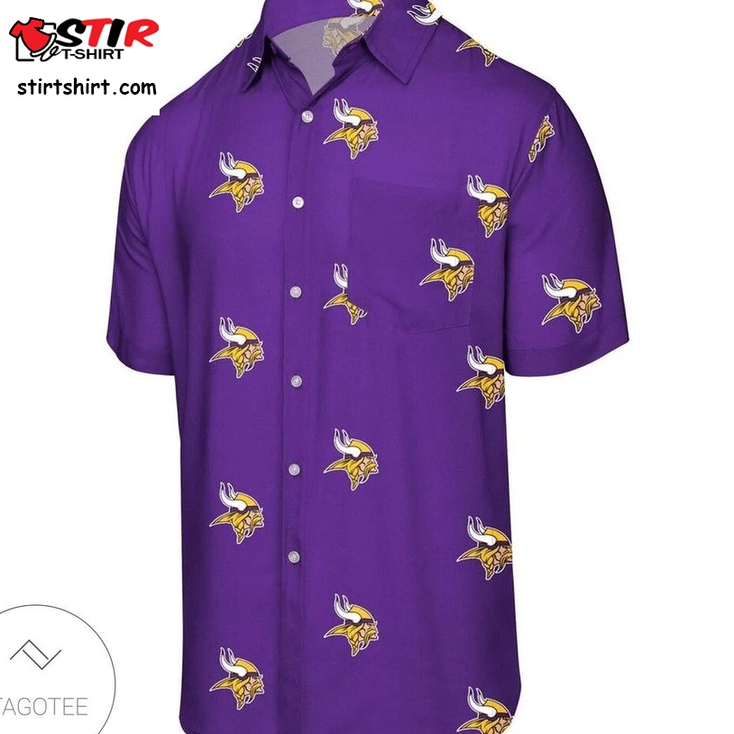 Minnesota Vikings Mini Print Logo Purple Hawaiian Shirt  Hawaiian Print Dog Shirt
