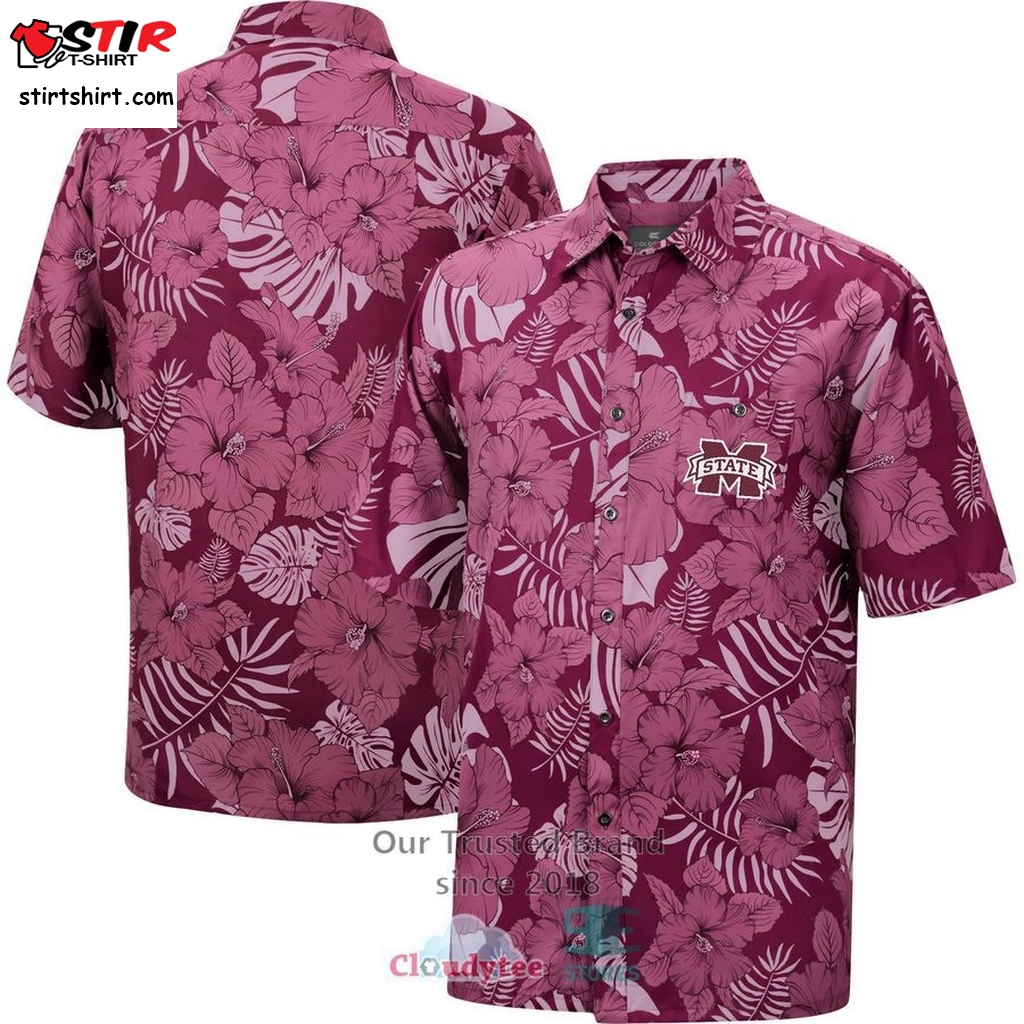 Mississippi State Bulldogs Colosseum The Dude Camp Maroon Hawaiian Shirt       Dude