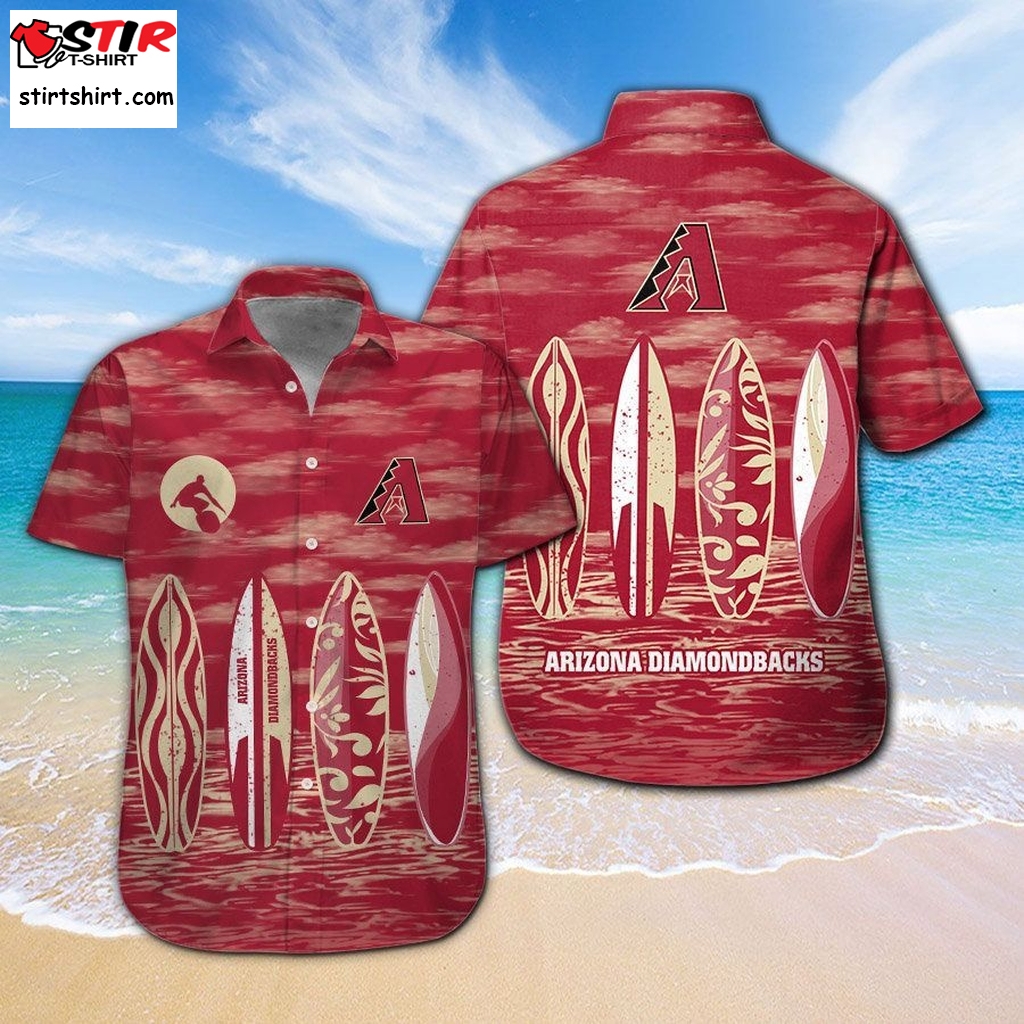 Mlb Baseball Arizona Diamondbacks Surfboard Summer Beach Hawaiian Shirts Short Beach   Material