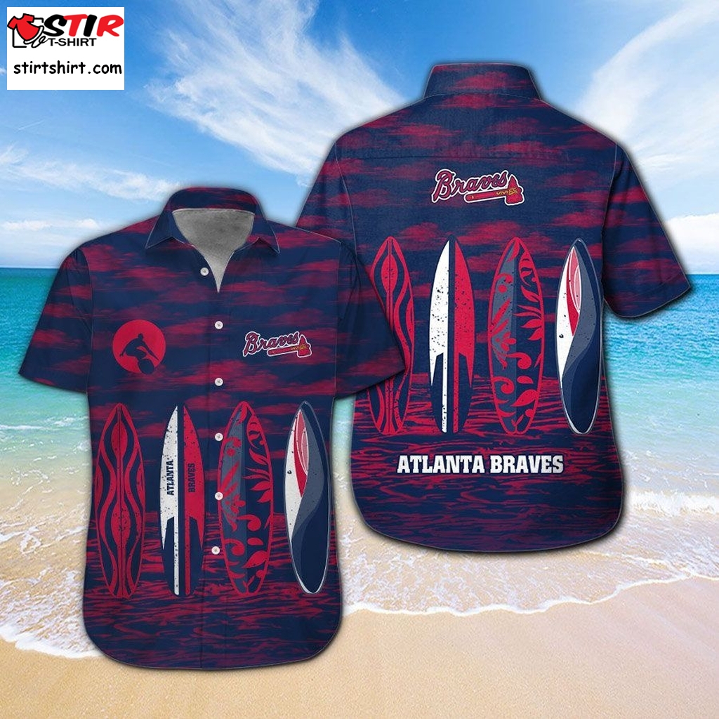 Mlb Baseball Atlanta Braves Surfboard Summer Beach Hawaiian Shirts Short Beach   Material