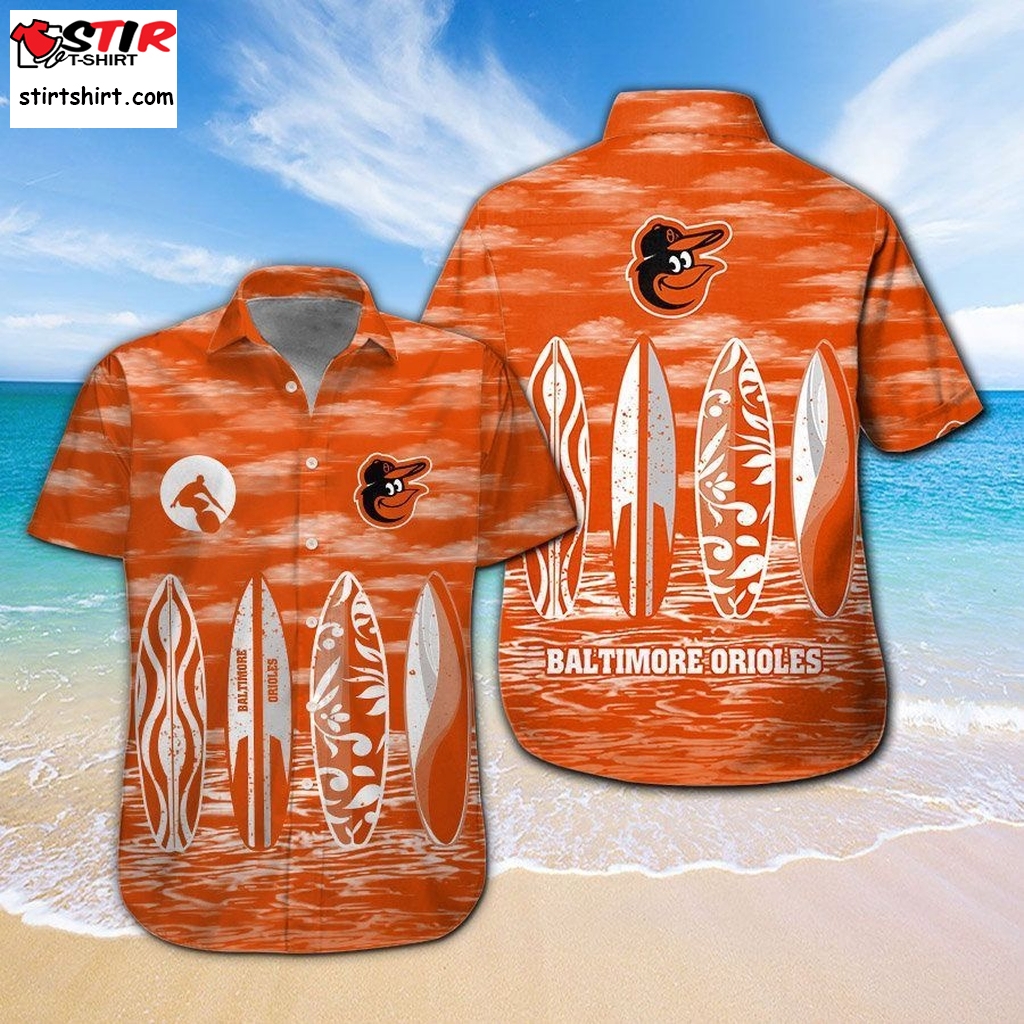 Mlb Baseball Baltimore Orioles Surfboard Summer Beach Hawaiian Shirts Short Beach