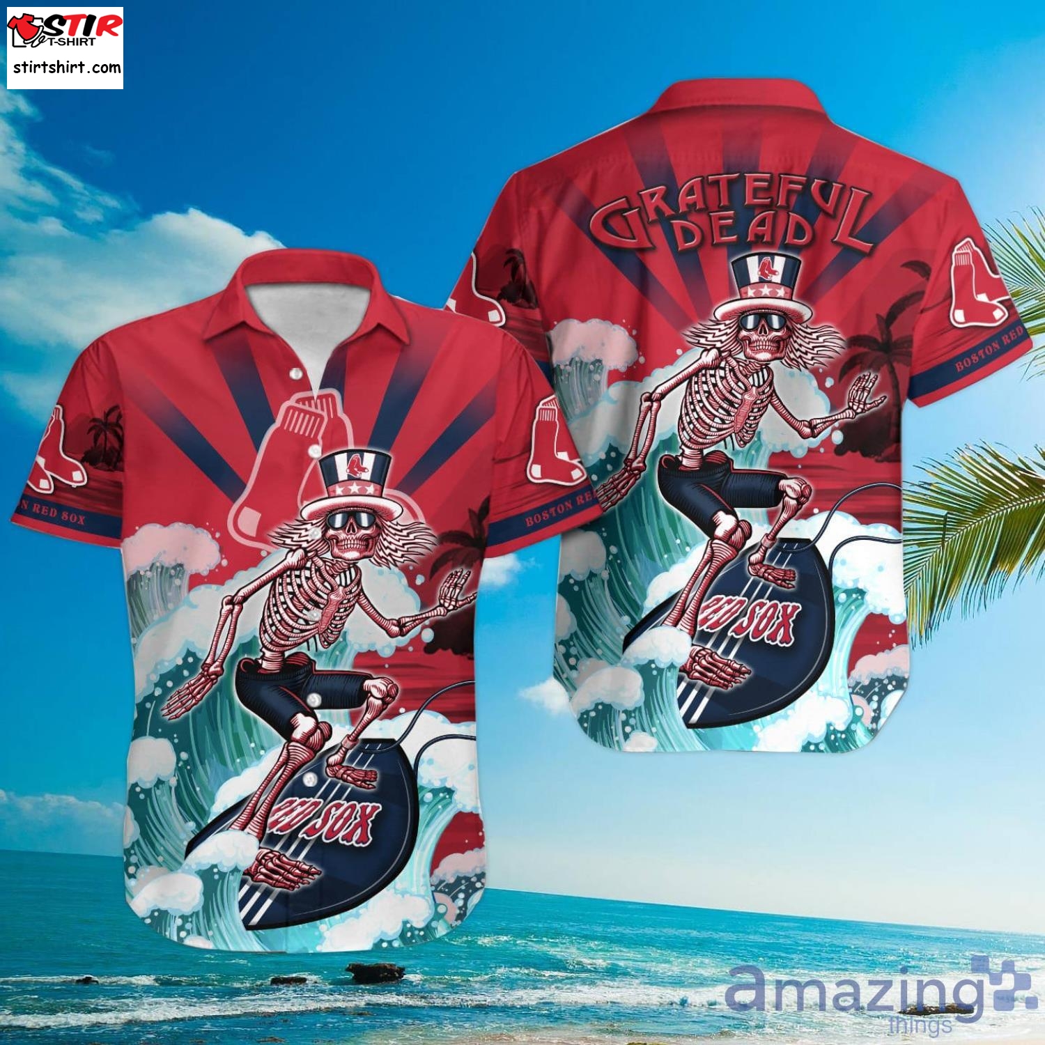 Mlb Boston Red Sox Grateful Dead Hawaiian Shirt - StirTshirt