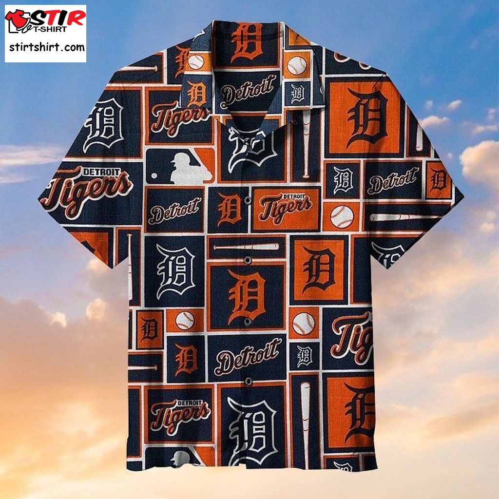 Mlb Detroit Tigers Baseball Team Hawaiian Graphic Print Short Sleeve Hawaiian Shirt L98   7183   And Cargo Shorts