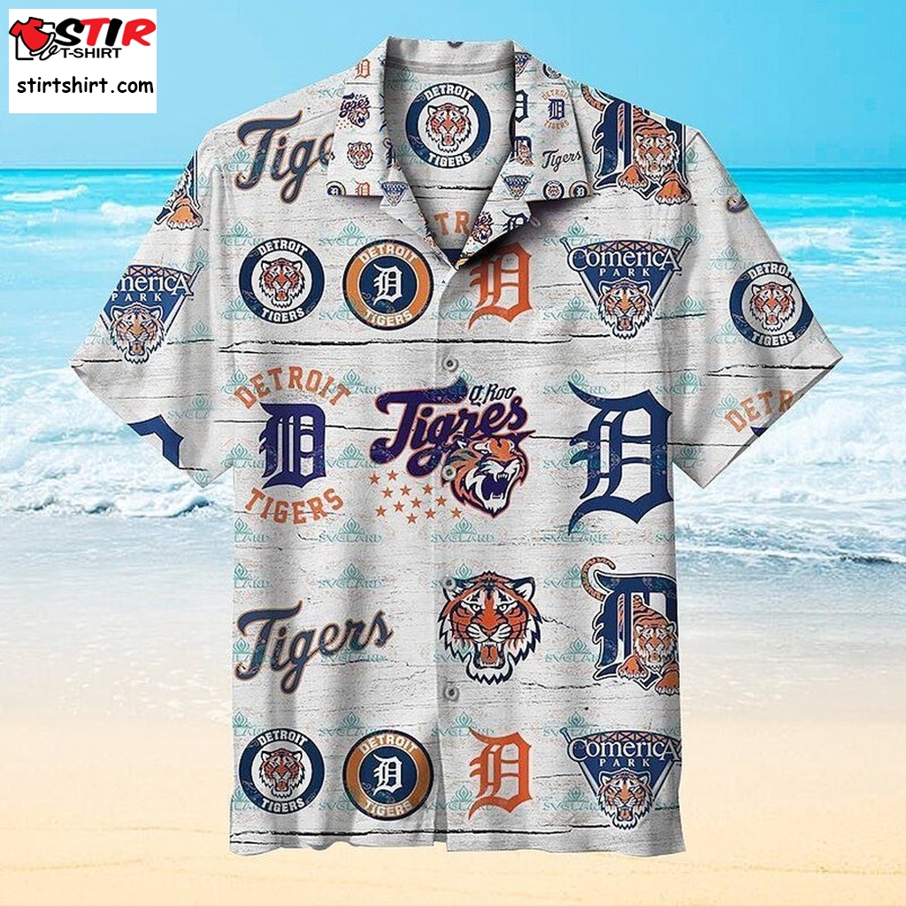 Mlb Detroit Tigers Baseball Team Hawaiian Graphic Print Short Sleeve Hawaiian Shirt Size S   5Xl   8566   And Cargo Shorts