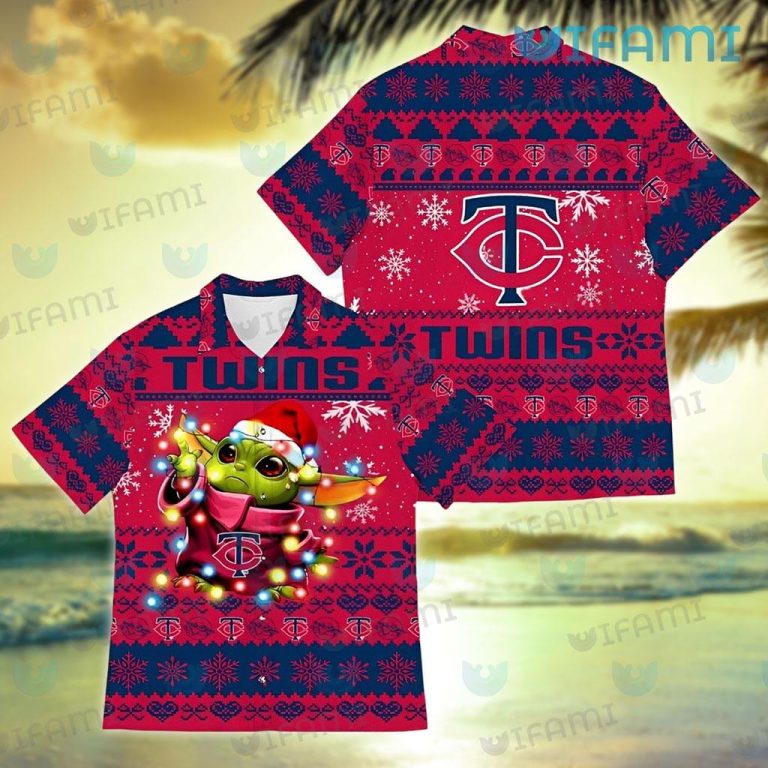 Mn Twins Hawaiian Shirt Baby Yoda Lights Christmas Design Minnesota Twins Giftjpeg