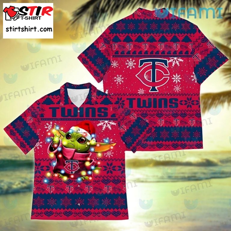 Mn Twins Hawaiian Shirt Baby Yoda Lights Christmas Design Minnesota Twins Gift