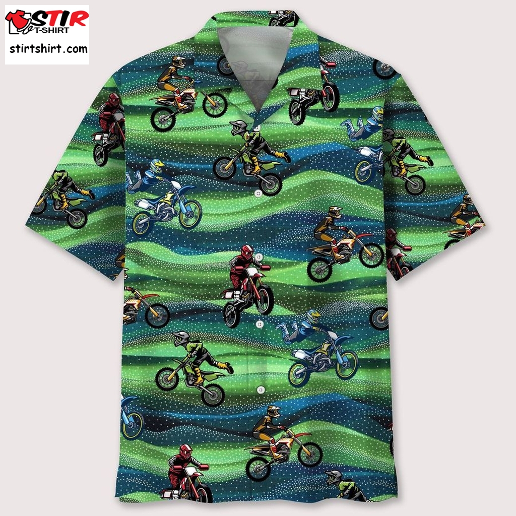 Motocross Seamless Pattern Hawaiian Shirt   Pattern Free