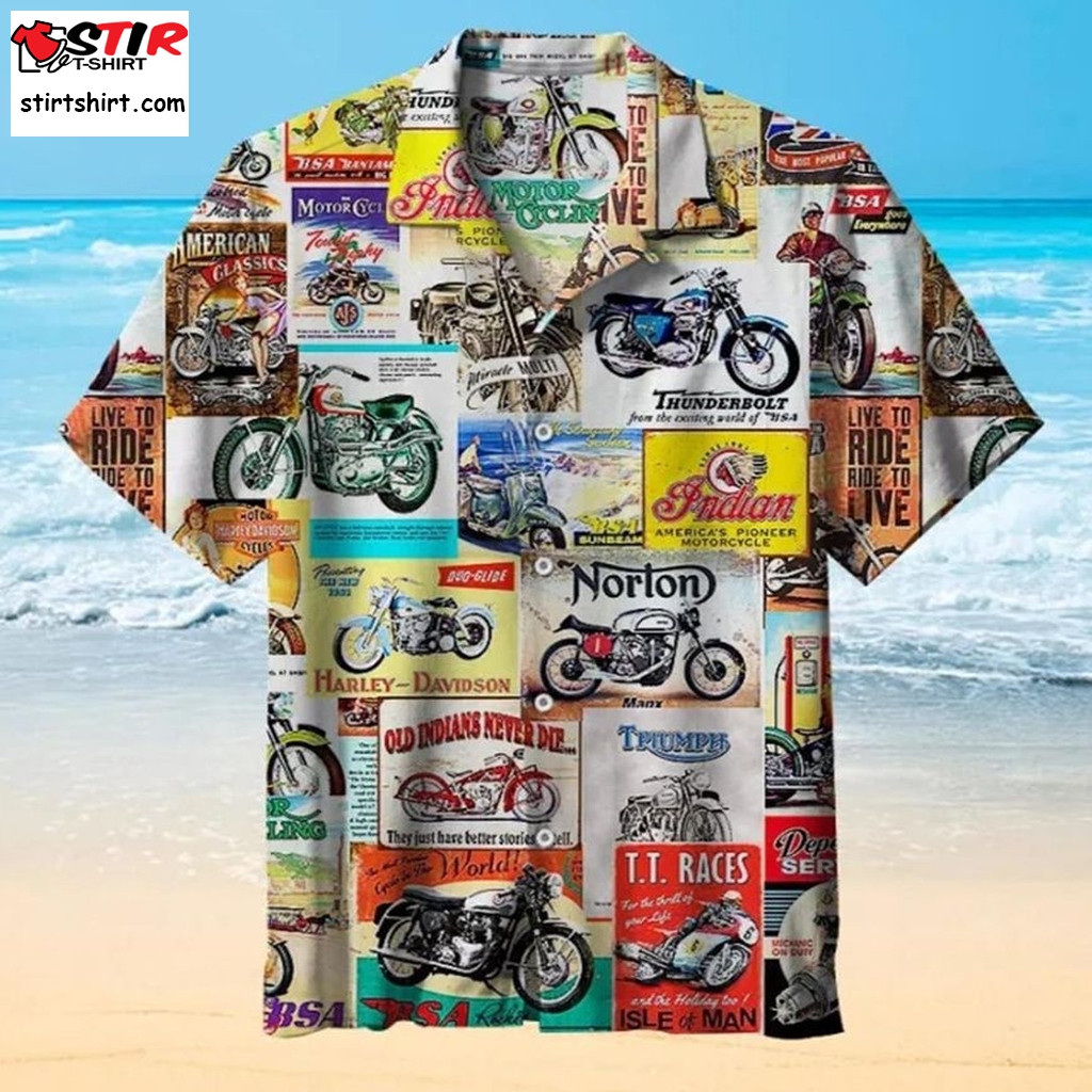 Motorcycle Poster Cover Hawaiian Shirt  Motorcycle 