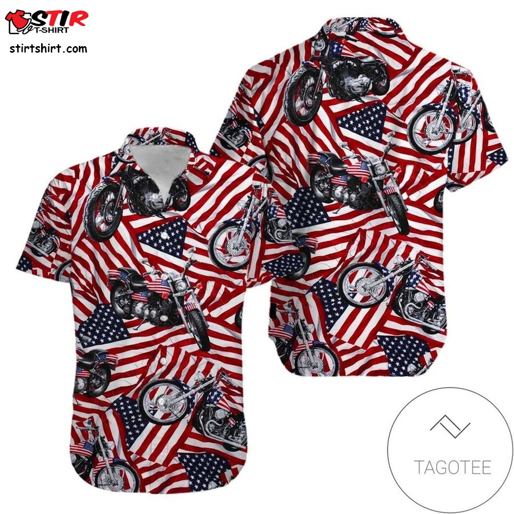 Motorcycles American Flag Aloha Authentic Hawaiian Shirt 2023S V  D&d 