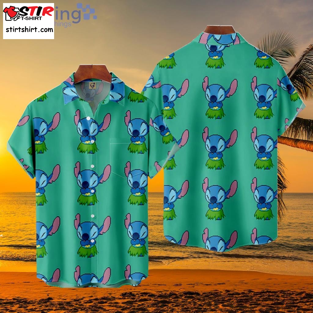Movies Lilo _ Stitch Button Up Tropical Hawaiian Shirt   In Movies