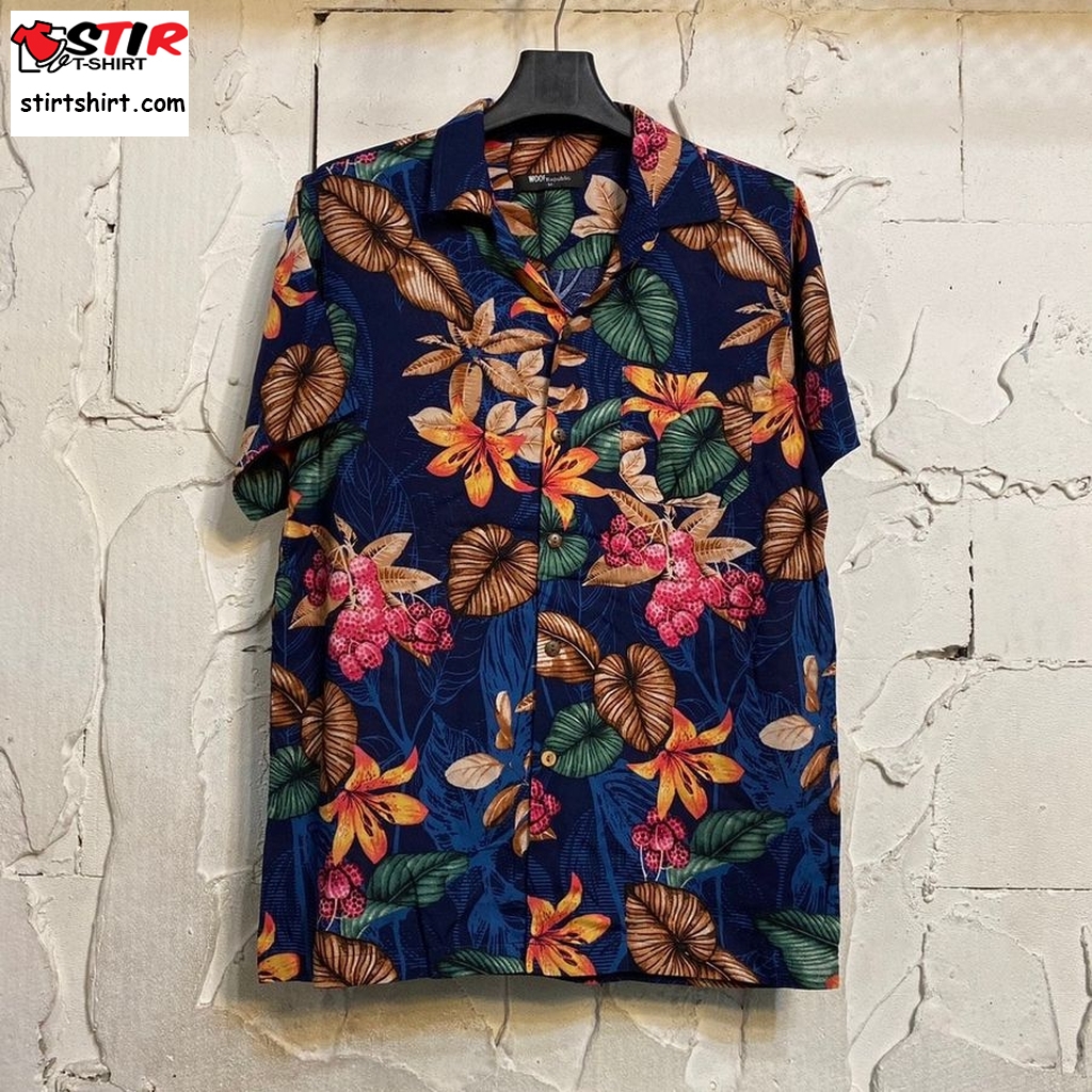 Muliticolored Hawaiian Shirt   Short Sleeved   Floral Print   Tropical Style   Slim Fit   Gl Boutik