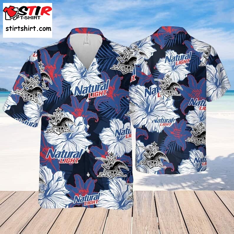 Natural Light Hawaiian Shirt Tropical Flower Pattern Beach Vacation Gift  Natural Light 
