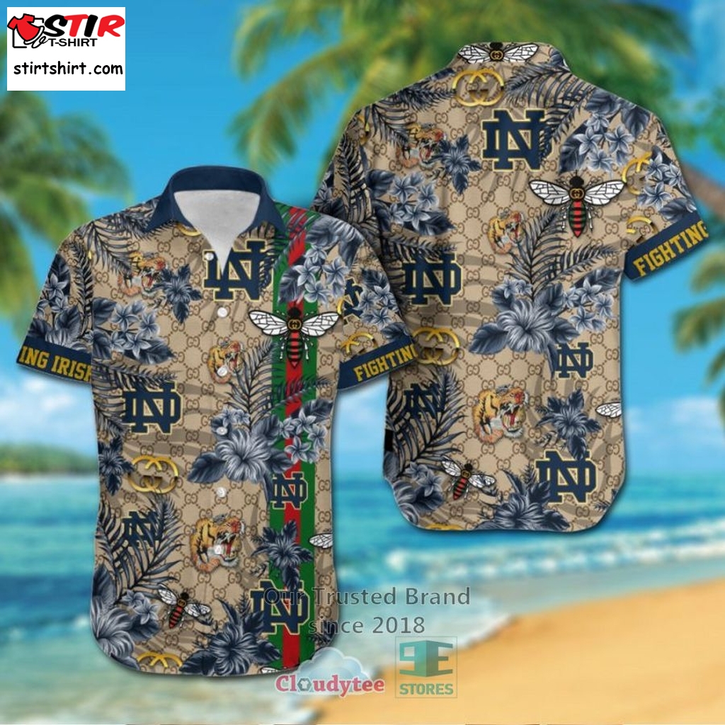 Ncaa Notre Dame Fighting Irish Gucci Hawaiian Shirt, Short  