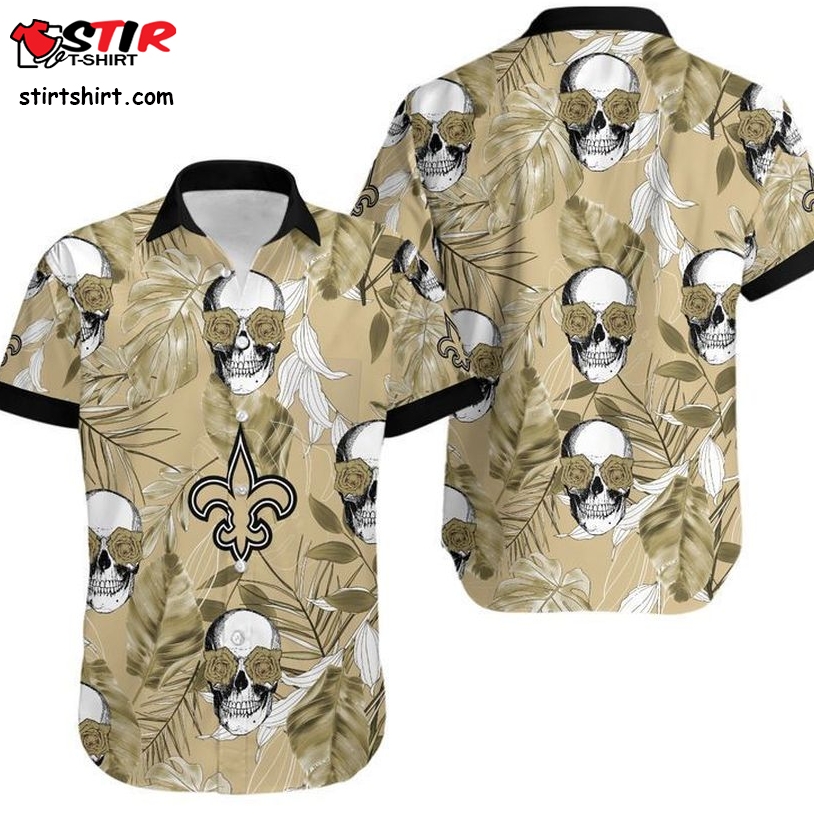 New Orleans Saints Coconut Leaves And Skulls Hawaii Shirt And Shorts Summer Collection H97  New Orleans Saints 