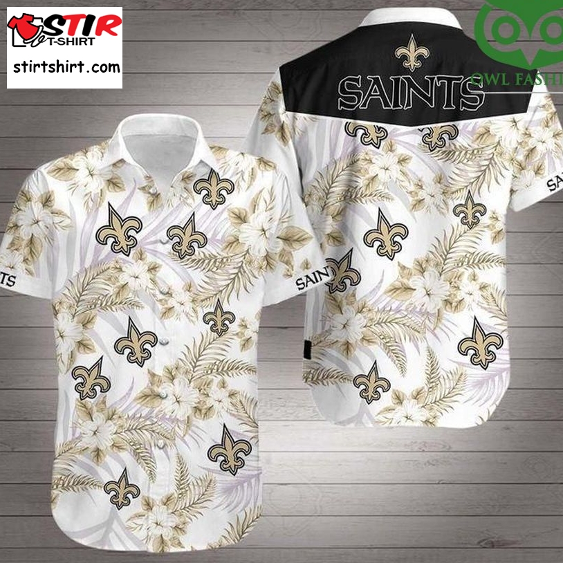 New Orleans Saints Football Floral Logo Team Short Sleeve Hawaiian Shirt  New Orleans Saints 