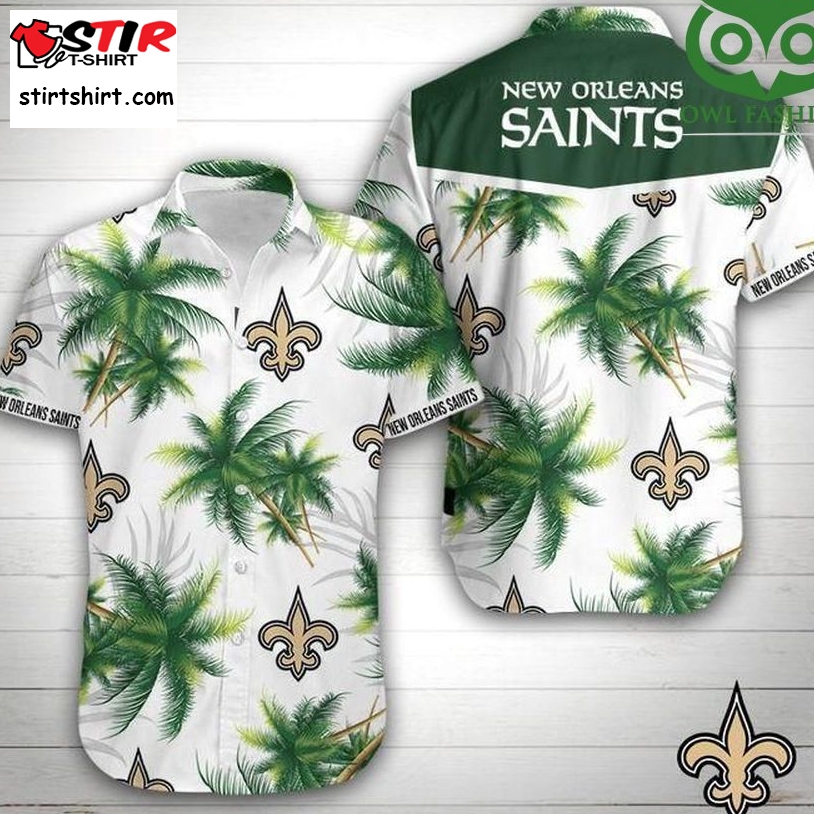 New Orleans Saints Football Logo On Tropical Flowers Hawaiian Shirt  New Orleans Saints 