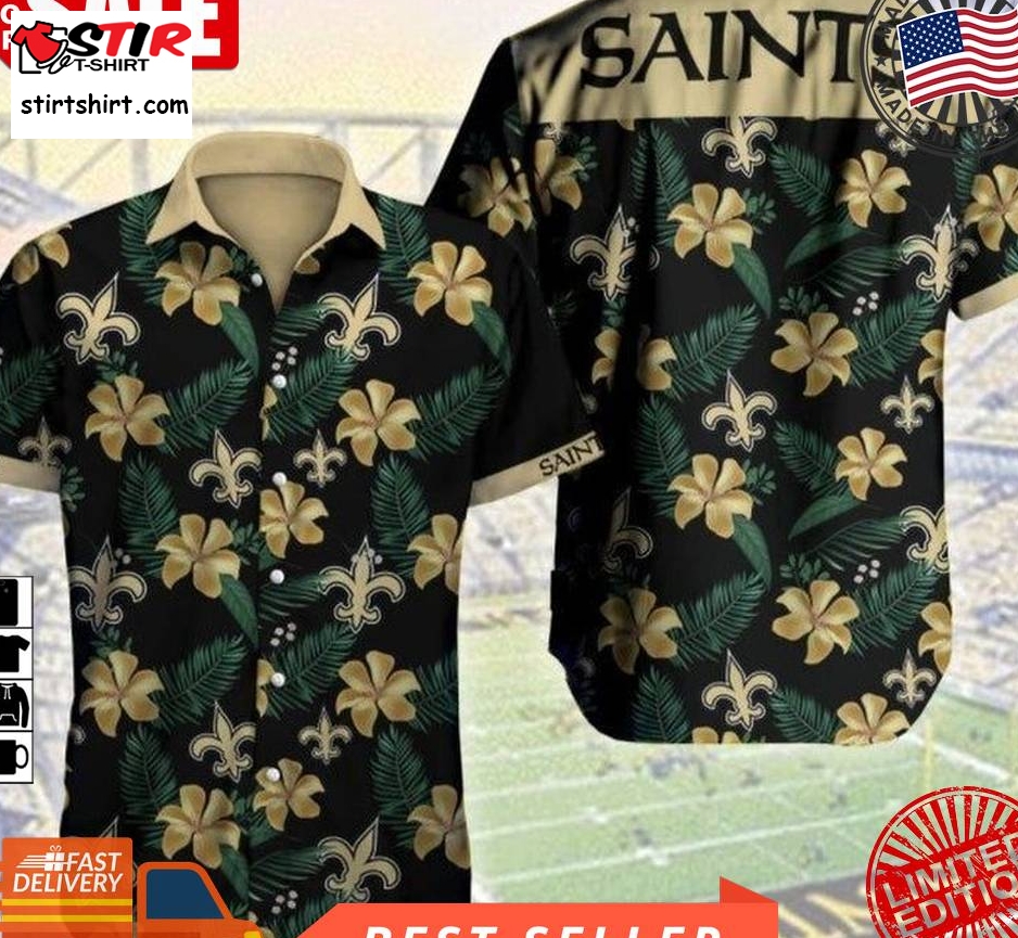 New Orleans Saints Nfl Football Hawaiian Graphic Print Short Sleeve Hawaiian Shirt Size S   5Xl  New Orleans Saints 