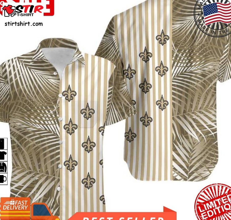New Orleans Saints Palm Leaves And Stripes Nfl Gift For Fan Hawaii Shirt And Shorts Summer Collection 3 H97  New Orleans Saints 