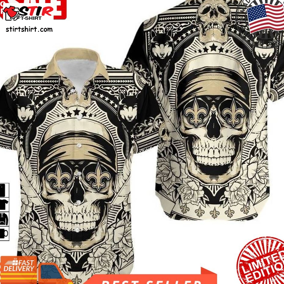 New Orleans Saints Skull Nfl Gift For Fan Hawaii Shirt And Shorts Summer Collection 4 H97  New Orleans Saints 