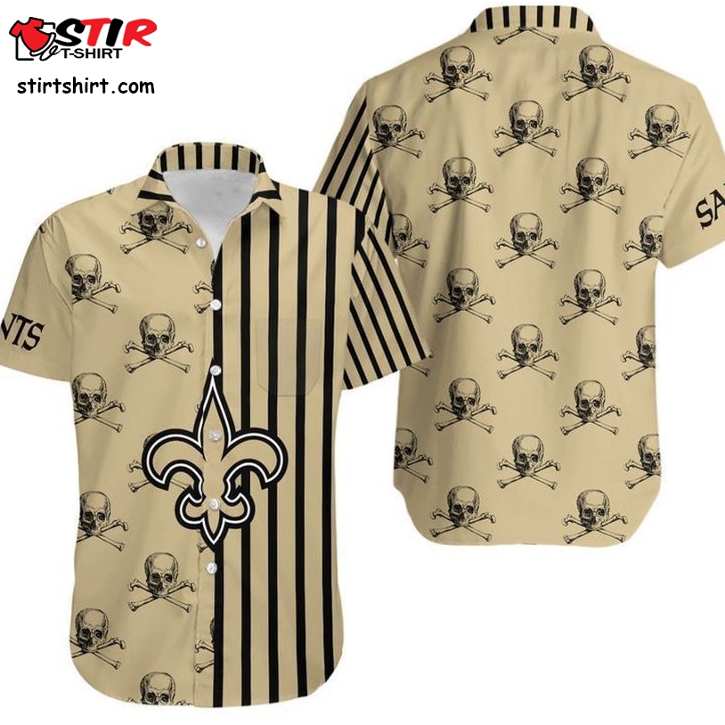 New Orleans Saints Stripes And Skull Hawaii Shirt And Shorts Summer Collection H97  New Orleans Saints 