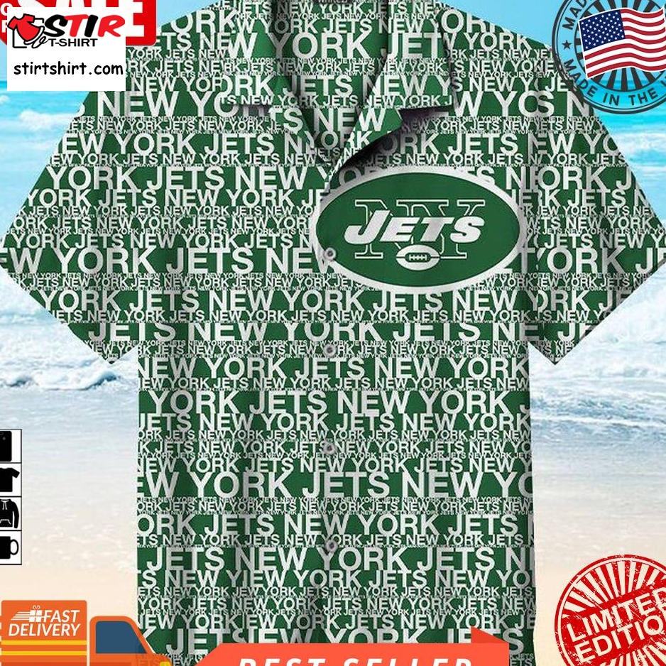 New York Jets Alphabet Nfl Hawaiian Graphic Print Short Sleeve Hawaiian Shirt L98  New York Jets 