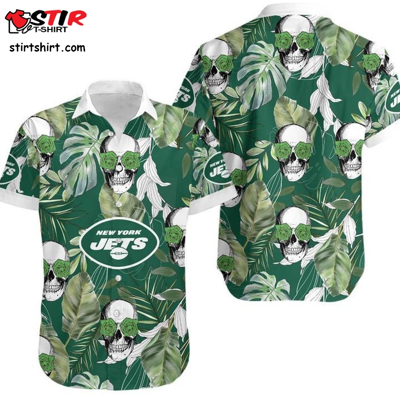 New York Jets Coconut Leaves And Skulls Hawaii Shirt And Shorts Summer Collection H97  New York Jets 