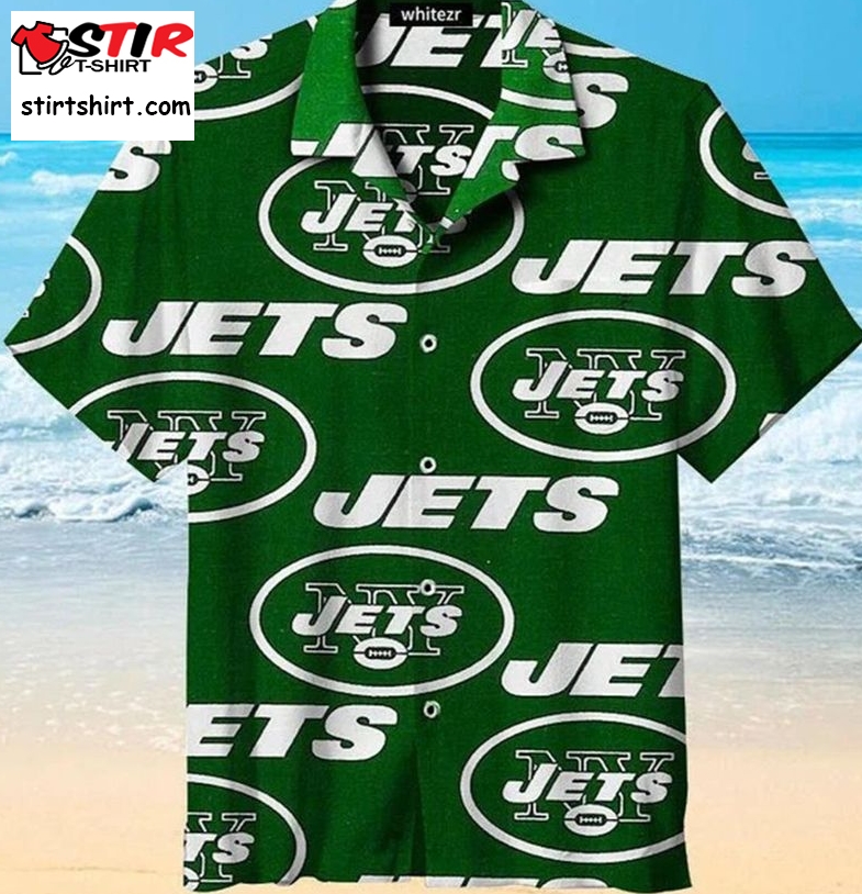 New York Jets Cyan Logo Hawaiian Shirt  New York Jets 