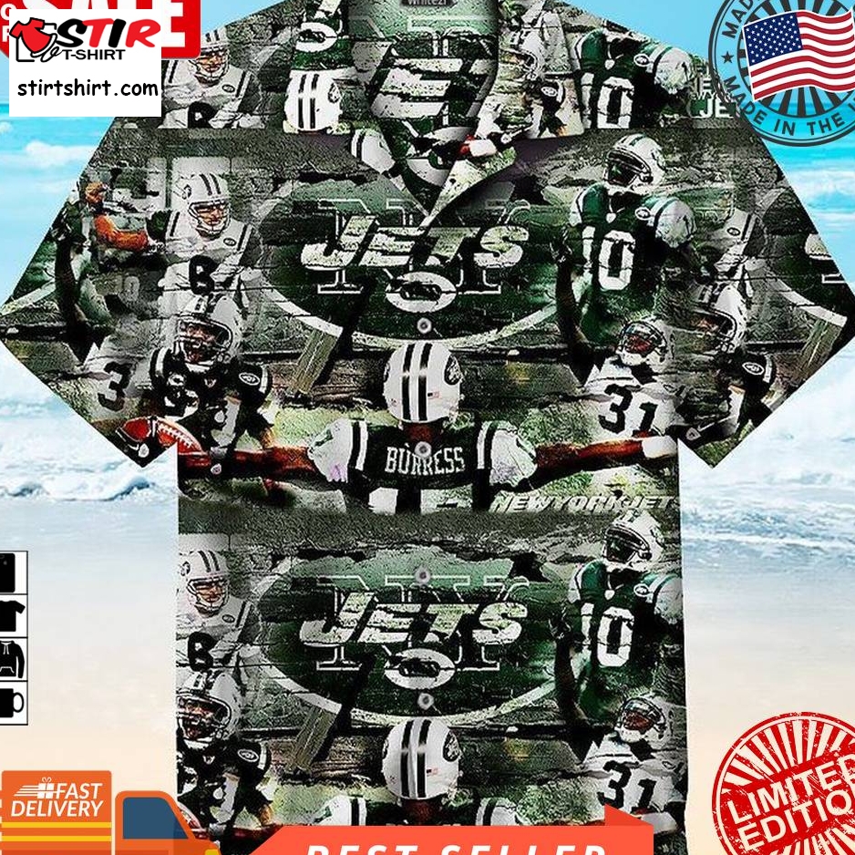 New York Jets Football Player Nfl Hawaiian Graphic Print Short Sleeve Hawaiian Shirt Size S   5Xl  New York Jets 
