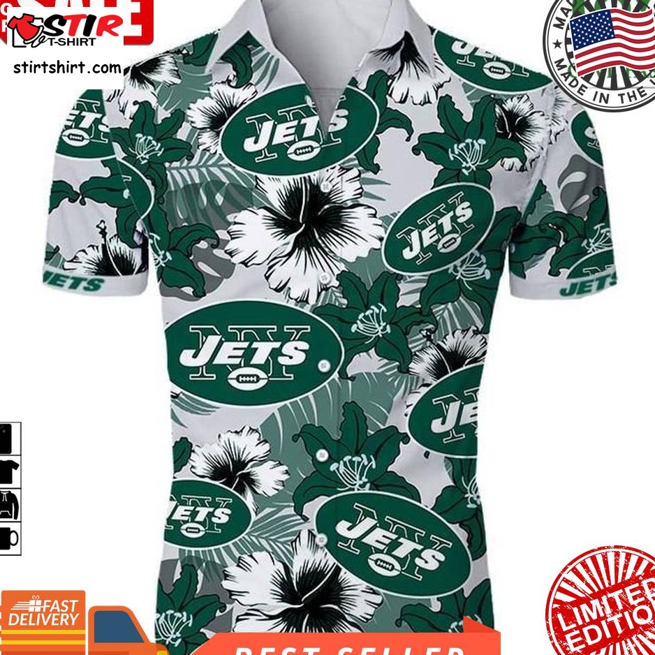 New York Jets Football Team Nfl Hawaiian Shirt Tropical Flower  New York Jets 