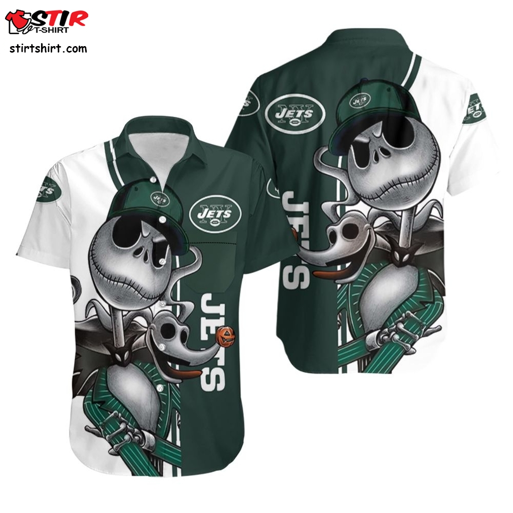 New York Jets Jack Skellington And Zero Hawaiian Shirt  Jack Daniels 