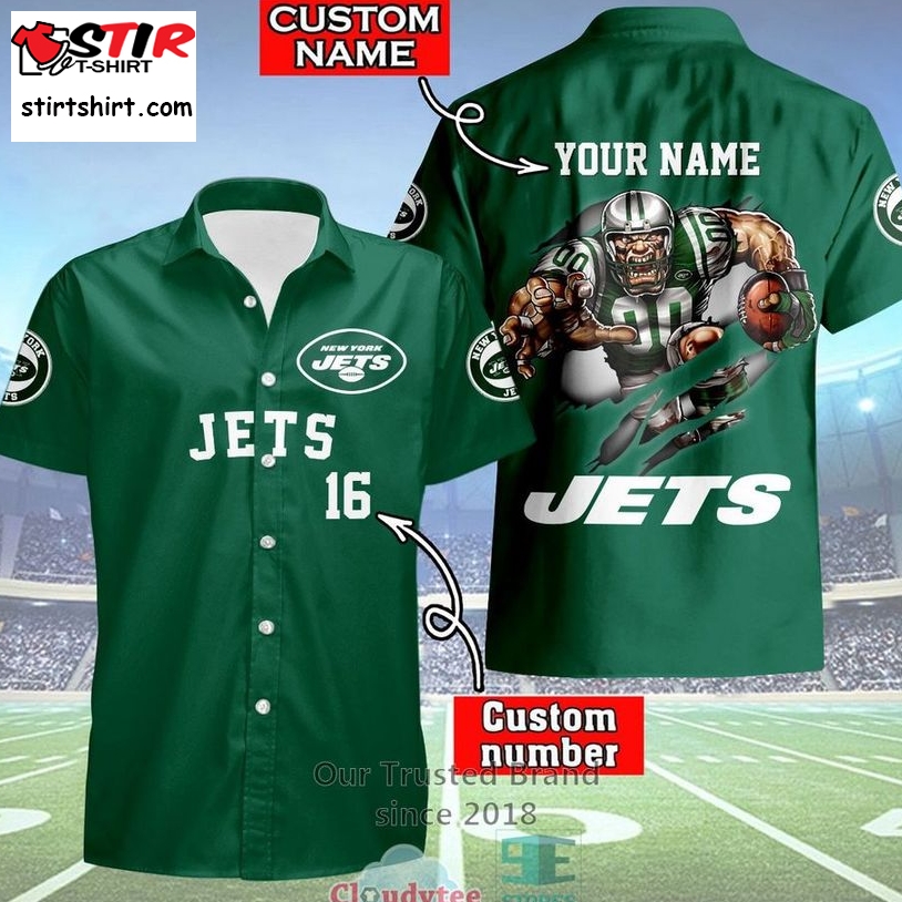 New York Jets Mascot Personalized Hawaiian Shirt    New York Jets 