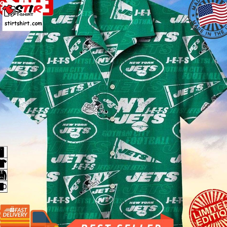 New York Jets Nfl Hawaiian Graphic Print Short Sleeve Hawaiian Shirt Size S   5Xl  New York Jets 