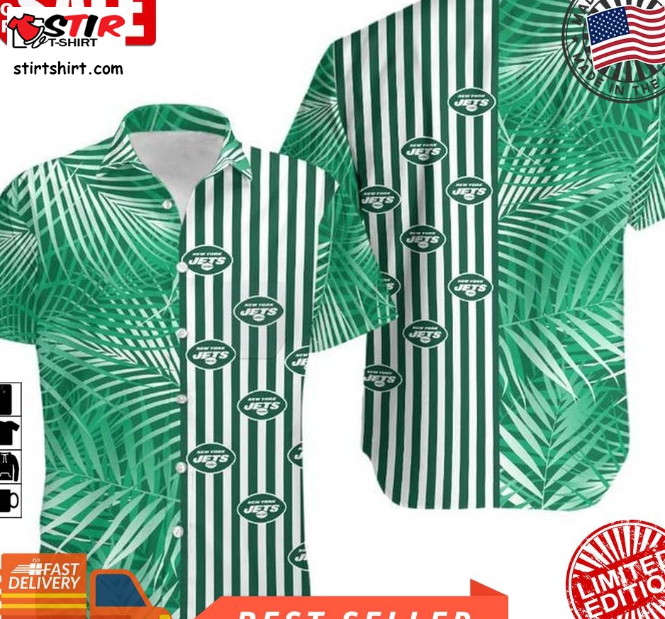 New York Jets Palm Leaves And Stripes Nfl Gift For Fan Hawaii Shirt And Shorts Summer Collection 3 H97  New York Jets 