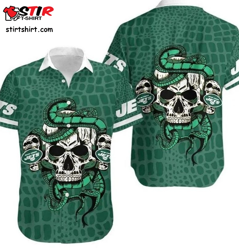 New York Jets Snake And Skull Hawaii Shirt  New York Jets 