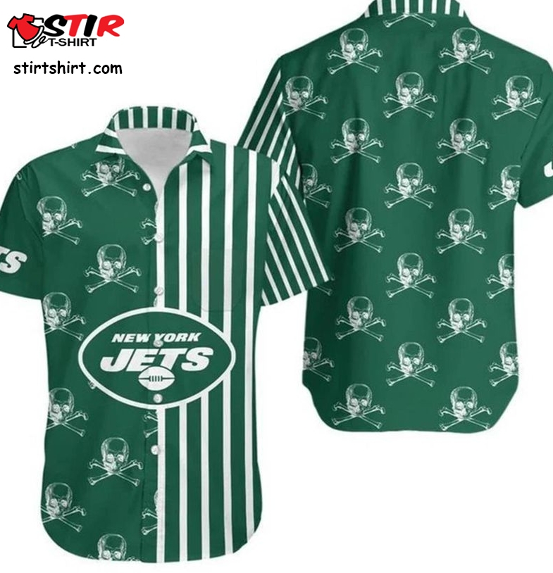 New York Jets Stripes And Skull Hawaii Shirt  New York Jets 