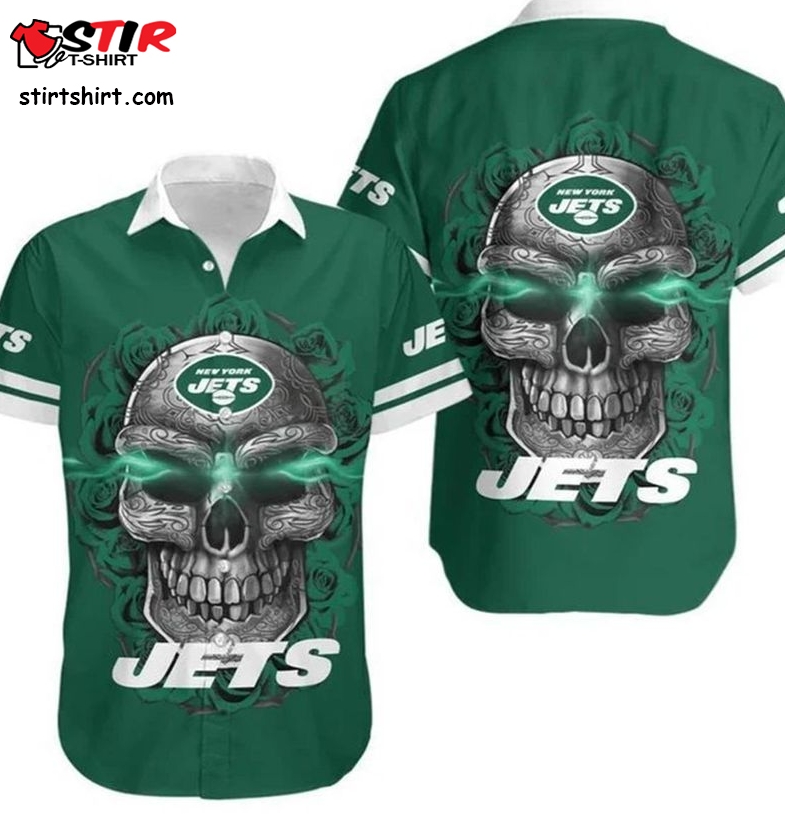New York Jets Sugar Skull Hawaiian Shirt  New York Jets 
