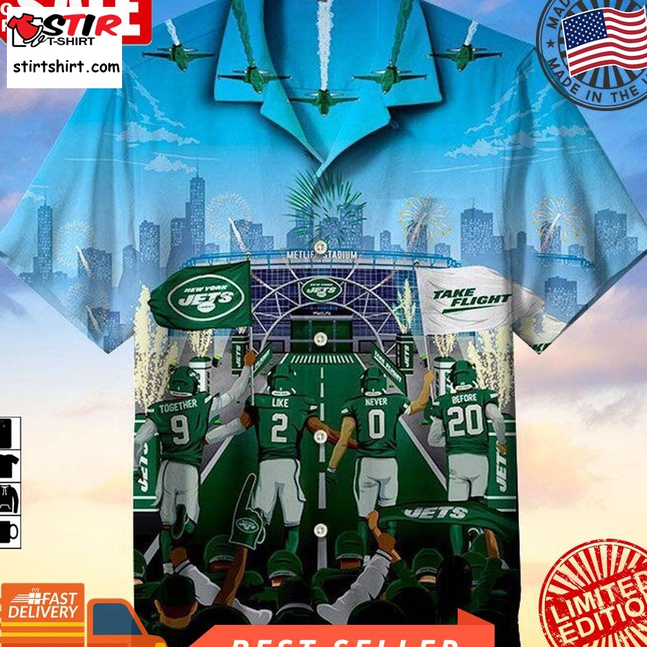 New York Jets Tournament Nfl Hawaiian Graphic Print Short Sleeve Hawaiian Shirt Size S   5Xl  New York Jets 
