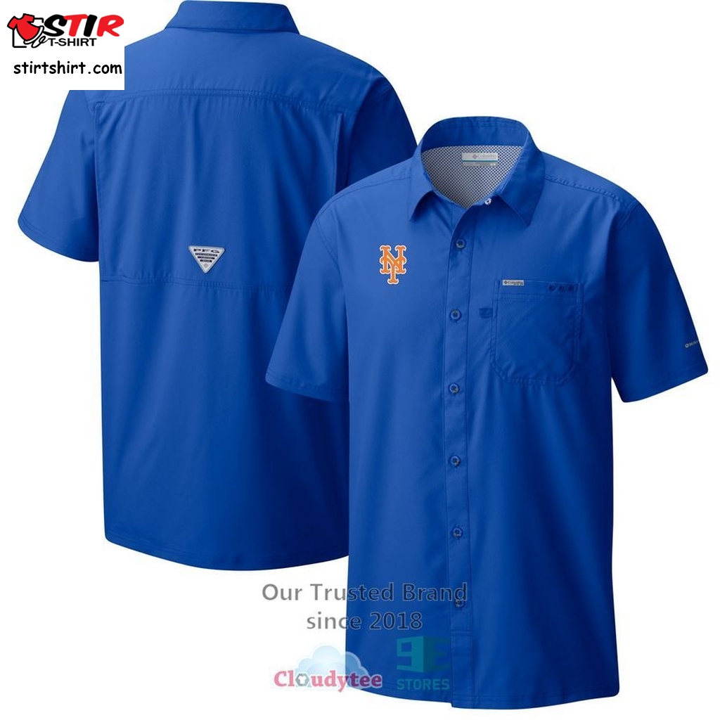 New York Mets Columbia Slack Tide Camp Royal Hawaiian Shirt    